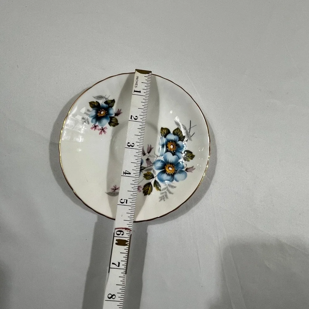 Royal Grafton Tea Cup Saucer Set White Blue Floral Gold Trim England